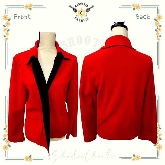 Vintage Tanjay Women's Jacket Size 12P Red Open Front Soft Pockets Blazer Style - Picture 1 of 5